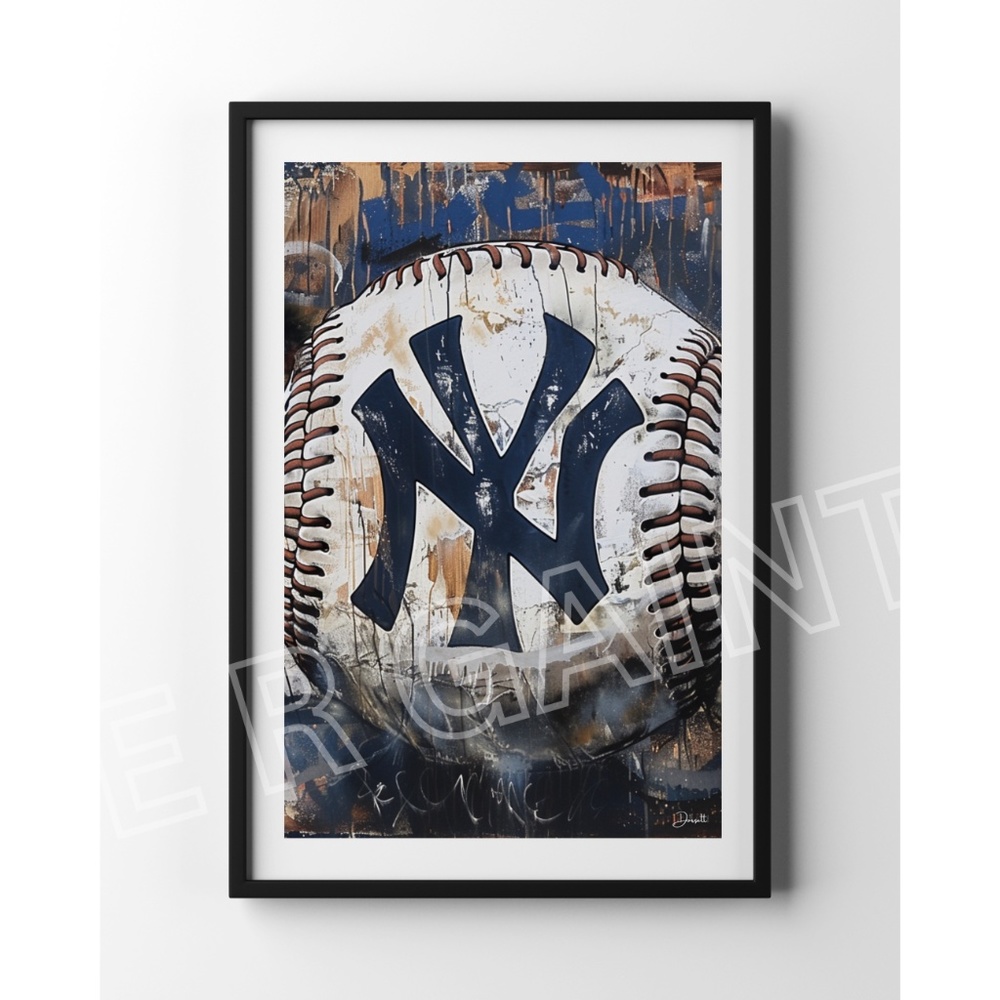 New York Yankees Poster 11x17 New York Yankees Logo Print Yankee Memorabilia